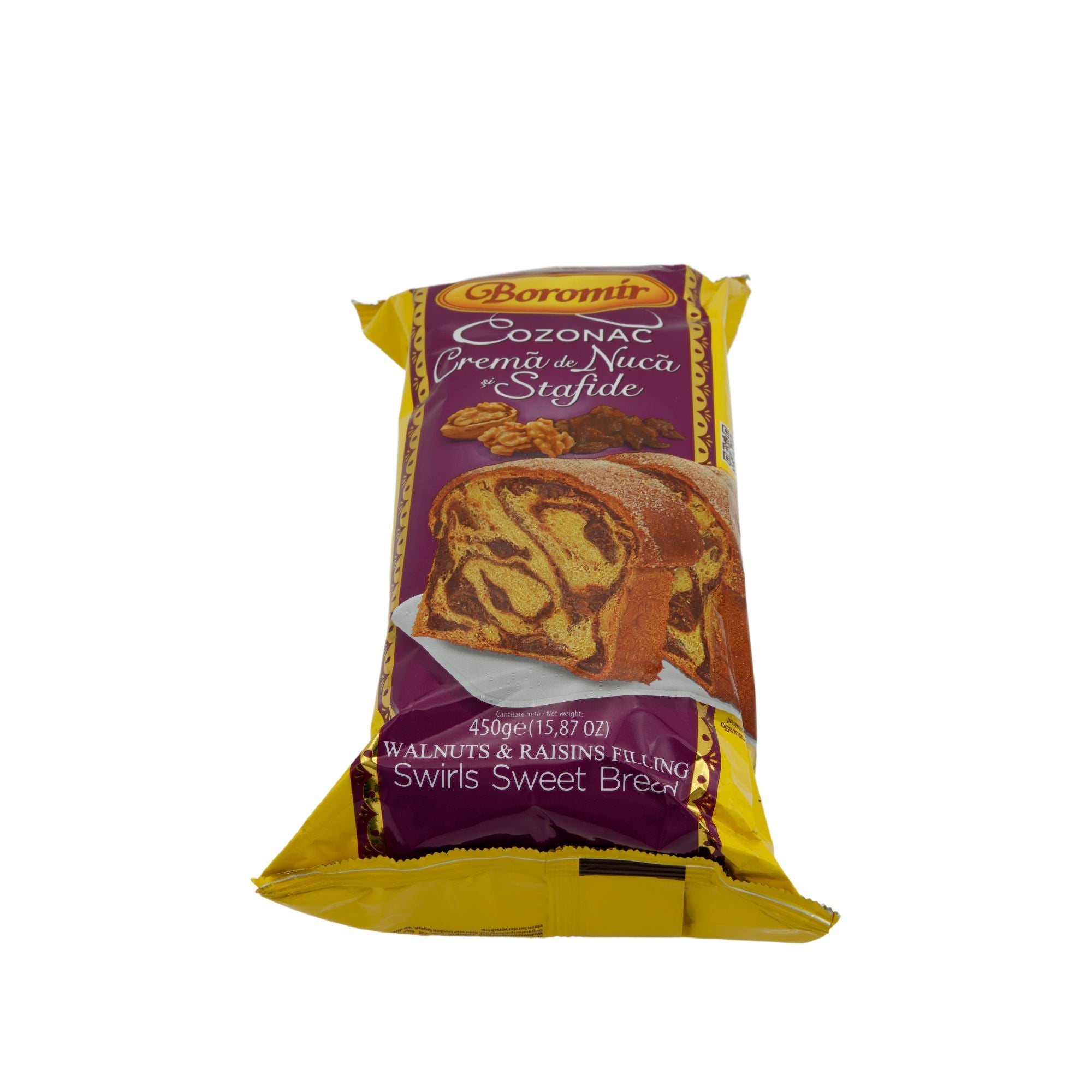 Gefülltes süßes Brot Boromir Cozonac Crema de Nuca și Stafide | Walnüsse & Rosinen | 450 g BOROMIR